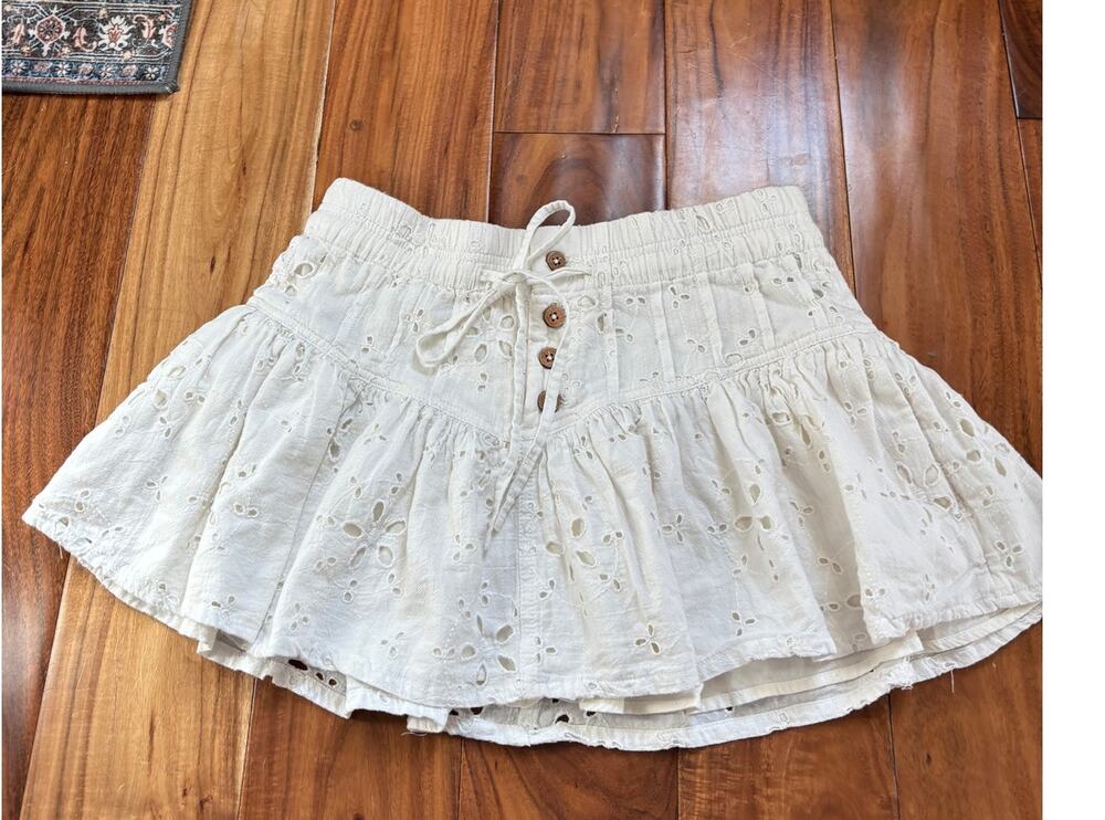 Free People Roselle Eyelet Mini Skirt White Size XS
